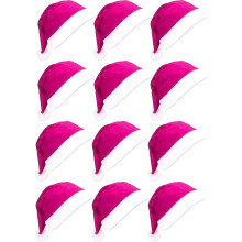 (Pink-12pcs) 12pcs Santa Hats,Comfortable Santa Hats Adult Bulk,Red Classic Santa Claus Hat for Adults,Xmas Hats