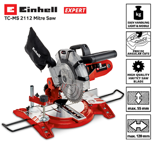 Einhell Einhell EINTCMS2112 TC-MS2112 1600W Crosscut Mitre Saw - Aluminium Table, Carbide Blade, Precise Angle & Depth 2