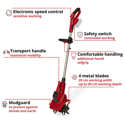 Einhell Καλλιεργητής καλλιεργητή μπαταρίας Einhell 20cm 18V Power X-Change GE-CR 18/20 ΜΟΝΟ ΣΩΜΑΤΟΣ 2