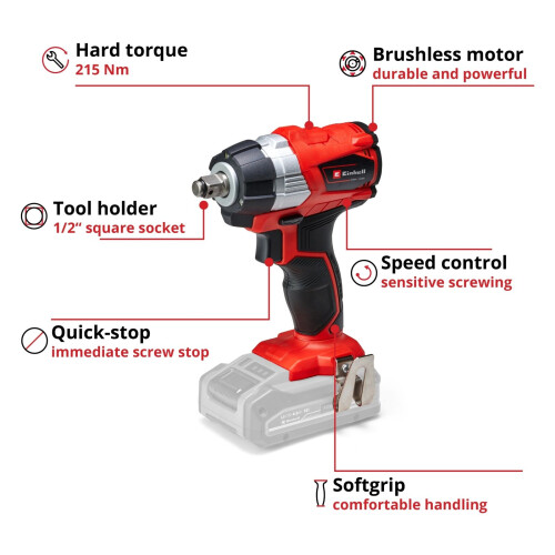 Einhell EINHELL BØRSTELØS SLAGNØGLE TE-CW 18 Li BL-Solo 1