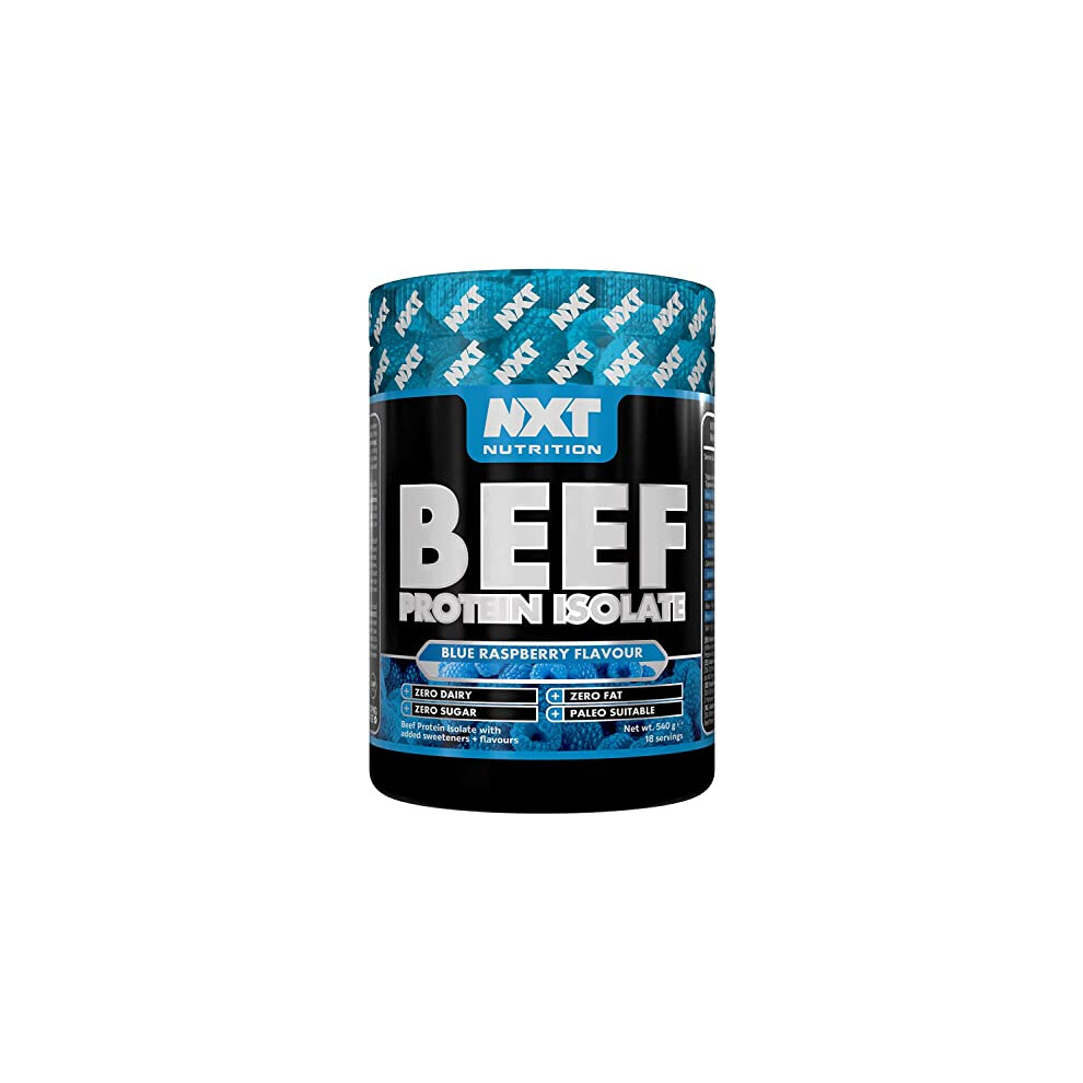 Nxt Nutrition Blue Nxt Beef Protein Isolate 540G - High Protein Powder In Natural Amino Acids - Paleo, Keto Friendly - Dairy And Gluten Free | 540G ( Raspberry)