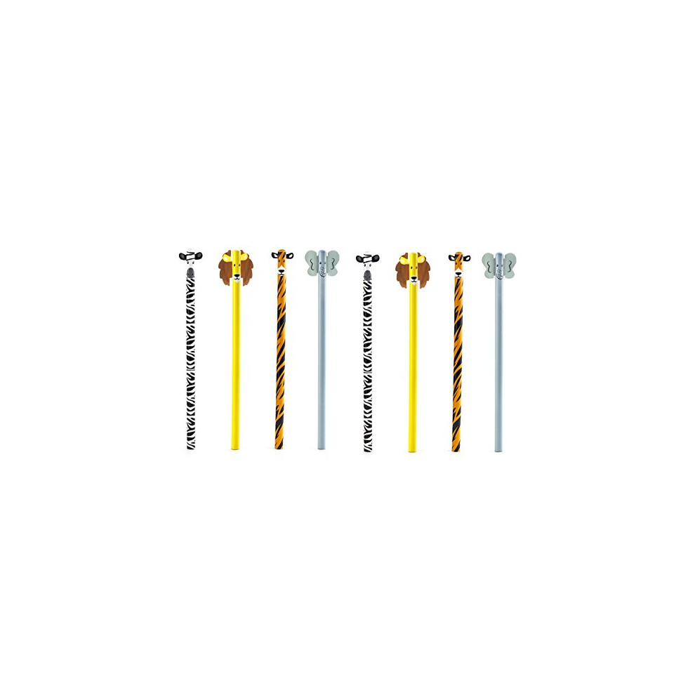 Kikkerland Safari Animale Pencil Set (Pack 2 Di 4 Matite)-image