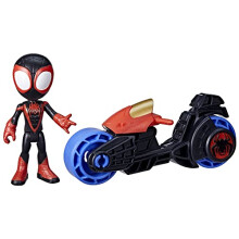 Spidey and His Amazing Friends, Miles Morales: Spider-Man Action Figure, Toy Motorcycle, Toys for 3-Year-Olds