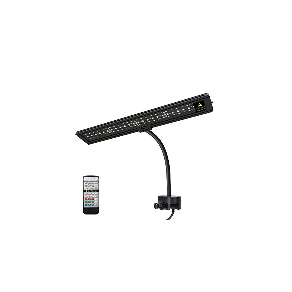 LED Aquarium Light, Full Spectrum Fish Tank Clip on Light with Remote, Color Changing Lighting for Reef Coral Aquatic Plants & Fish Keeping (13W)