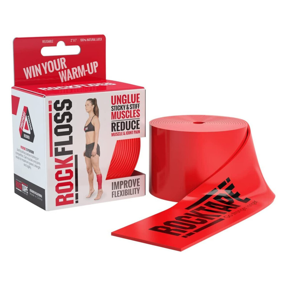 Rocktape Rockfloss Tack Mobility Band, Compression Muscle Recovery, Floss For Muscle Soreness, 2'' X 7'' Width, Red