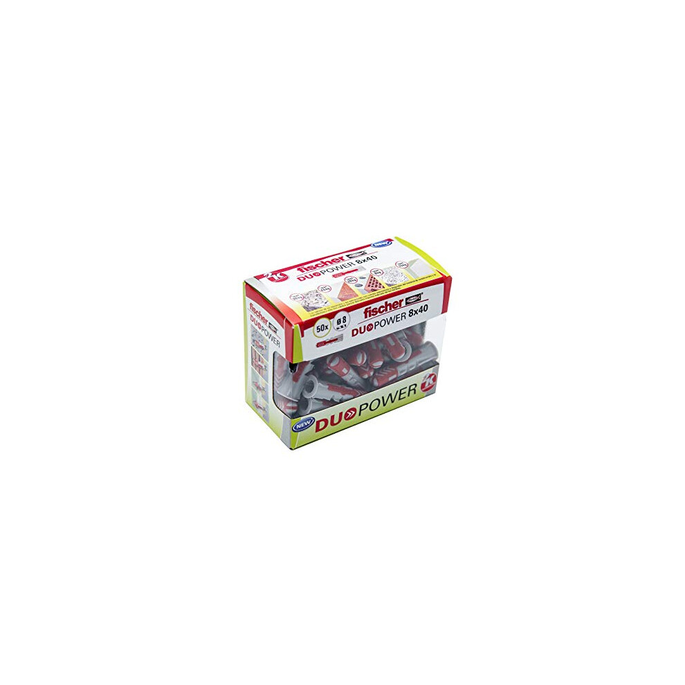 - 8 x 40 DuoPower Wall Plugs for Concrete, Box of 50