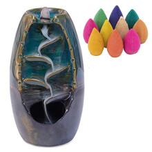 Backflow Incense Burners, Incense Holder, Incense Waterfall 110pcs Incense Cones | Ceramic Incense Burner Aromatherapy Room Decor, Home Accessories,