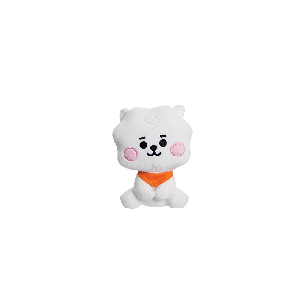 - BT21 Official Merchandise, Baby RJ Sitting Doll 5In, Soft Toy, White and Orange