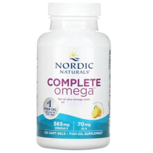Complete Omega-3, 565mg, with Borage Oil and GLA, 120 Softgels, Lemon Flavour, Laboratory Tested, Soy-Free, Gluten-Free, Non-GMO