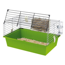 Guinea Pig Cage CAVIE 60, Small Animal Cage Safety locking system, Metal with Plastic Bottom, Accessories included, 58 x 38 x 31,5 cm