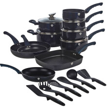 ( Aquamarine) 21 Pcs Blauman Cookware Pots Grill Pans with Soft Touch Handles & Kitchen Tool Set