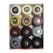 Wonderfil Eleganza #8 Perle Cotton Embroidery Thread Sampler Collection Neutrals""""