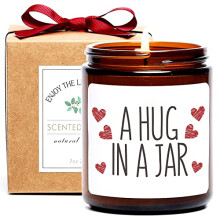 Thinking of You Gift, A Hug in a Jar Scented Soy Candle, Inspirational Positive Wishes Encouragement Gift Get Well Soon, Condolence, Relaxing, Divorce