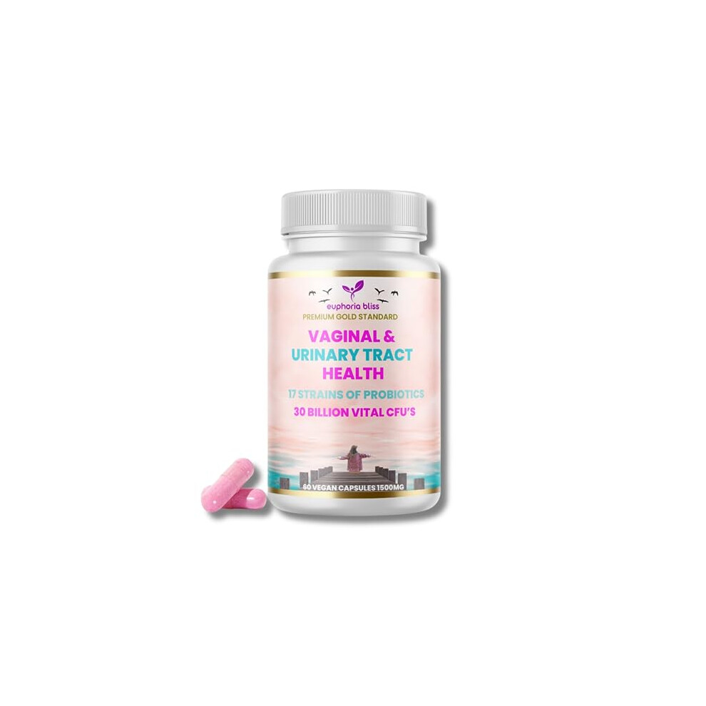Euphoria Bliss Vaginal Probiotics For Women Ph Balance - Prebiotics & Probiotic Blend, Natural Vaginal Health & Urinary Tract Supplement With Cranberry, Garlic &