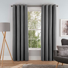 Super Soft Teddy Fleece Eyelet Lined Curtains for Bedroom and Living Room - 66x90 - Grey - 2 Panels, 5056242838852