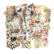 Vintage Scrapbooking Stickers Pack 260pcs Vintage Stickers Retro - Flower and Butterfly(Flora)
