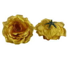 25 Pcs 3 inch Artificial Rose Flower Heads,Silk Rose Head Flowers,Wedding Party Home Garden Decoration DIY Craft Gift Box Decoration (Gold)