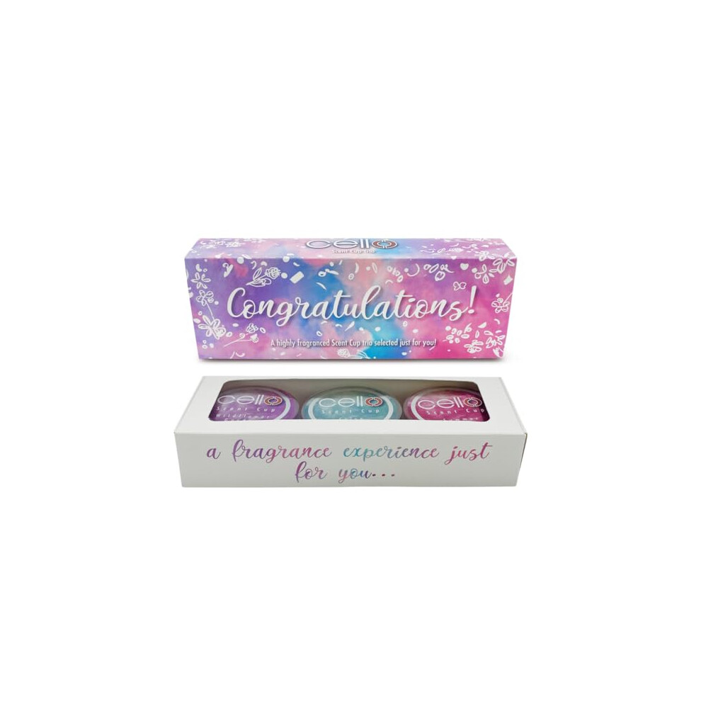 Scent Cup Trio - Congratulations Gift Set - 3X Tealight Scented Candles. High Fragrance Tea Lights Candles. Gifts for Women, Baby Shower Gifts and