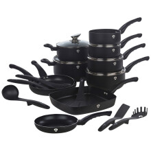 ( Black Matt) 21 Pcs Blauman Cookware Pots Grill Pans with Soft Touch Handles & Kitchen Tool Set