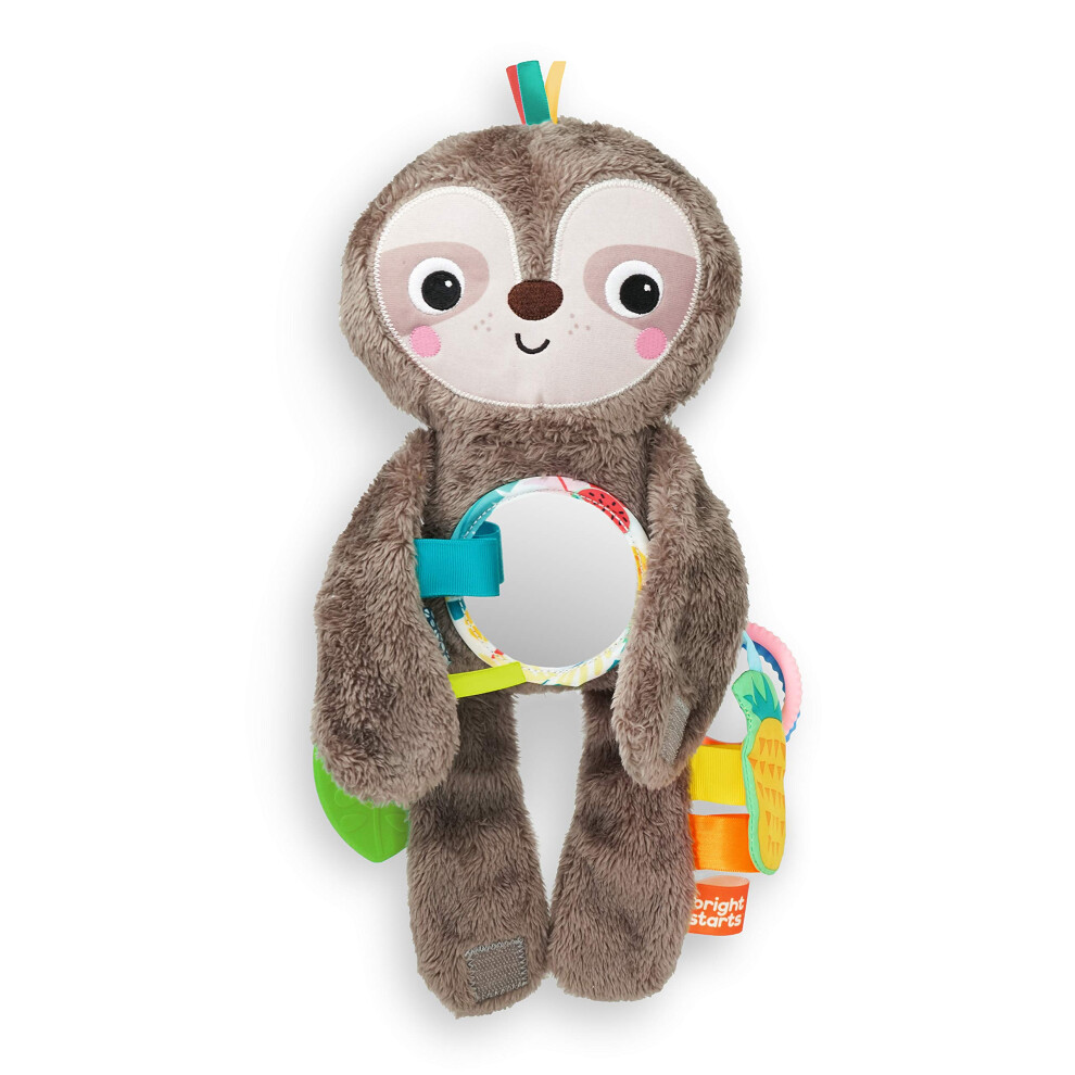 Bright Starts Slingin' Sloth Travel Buddy Plush Stuffed Animal Take-Along Stroller Or Carrier Toy, Ages 0 Month+