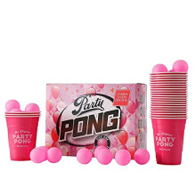 Party Pong Womens Girls Set 48 PCS American Adult Indoor Novelty Party Drinking Game 24 Re-usable Cups and 24 High Bounce Balls Great For Hen Parties