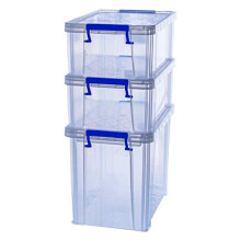 Bankers Box Plastic Storage Boxes with Lids, Pack of 3, 2 x 10 Litre + 1 x 18.5 Litre. ProStore Strong Stackable Plastic Storage Boxes, Made in the UK