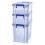 Fellowes Bankers Box Plastic Storage Boxes with Lids, Pack of 3, 2 x 10 Litre + 1 x 18.5 Litre. ProStore Strong Stackable Plastic Storage Boxes, Made in the UK 1