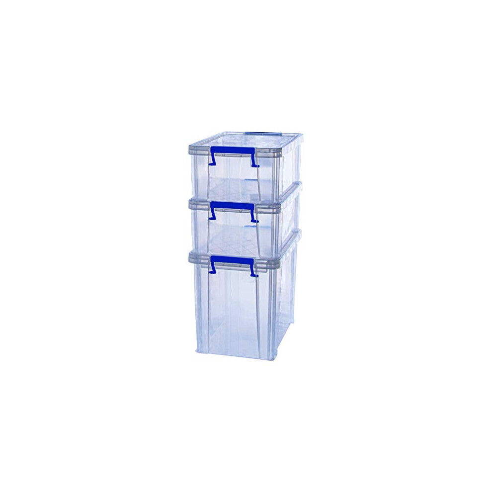 Bankers Box Plastic Storage Boxes with Lids, Pack of 3, 2 x 10 Litre + 1 x 18.5 Litre. ProStore Strong Stackable Plastic Storage Boxes, Made in the UK-image-OPC-PDV8XYZ-NEW