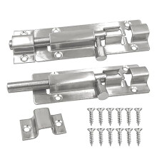 2 Piece 4 Inch Door Lock Bolt 100mm Heavy Duty Slide Door Bolt Stainless Steel with 12 Screws for Indoor and Outdoor,Silver