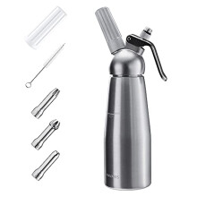 Whipped Cream Dispenser - 1 Pint (500ml) Aluminium Handheld Whipping Cream Maker Set with 3 Stainless Steel Tips - For Use with N20 Chargers