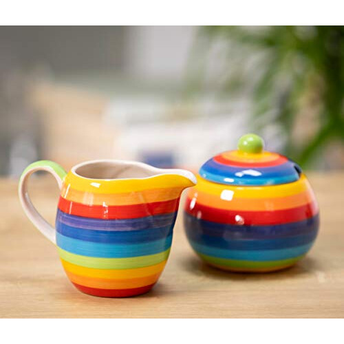 Hand Painted Rainbow Stripe Jug 1