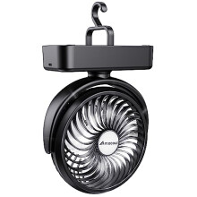 Portable Camping Fan with LED Lantern- 40H Work Time Rechargeable Battery Operated Fan with Hanging Hook for Tent Car RV Hurricane Emergency Outages