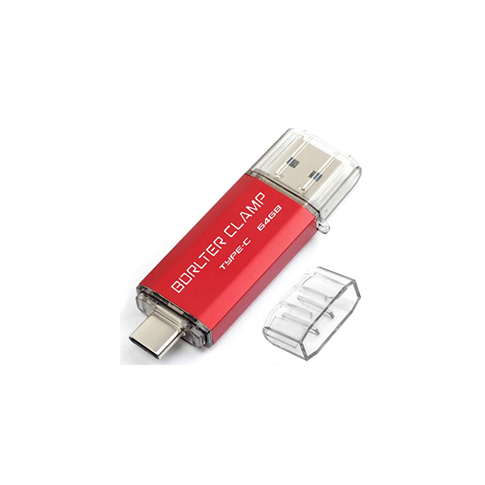 Borlterclamp 64Gb Type C Usb 3.0 Dual Port Flash Drive Usb C Otg Memory Stick For Android Smartphones Samsung Galaxy S9/S8/Note9, Lg, Tablets & Red 822361257622