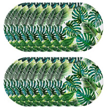 Green Tropical Plates-24 Pack | Palm Leaf Disposable Paper Tableware for Kid's Jungle Party, Hawaiian Theme, Summer Luau, Picnic, PALMPLATES24, 24pack