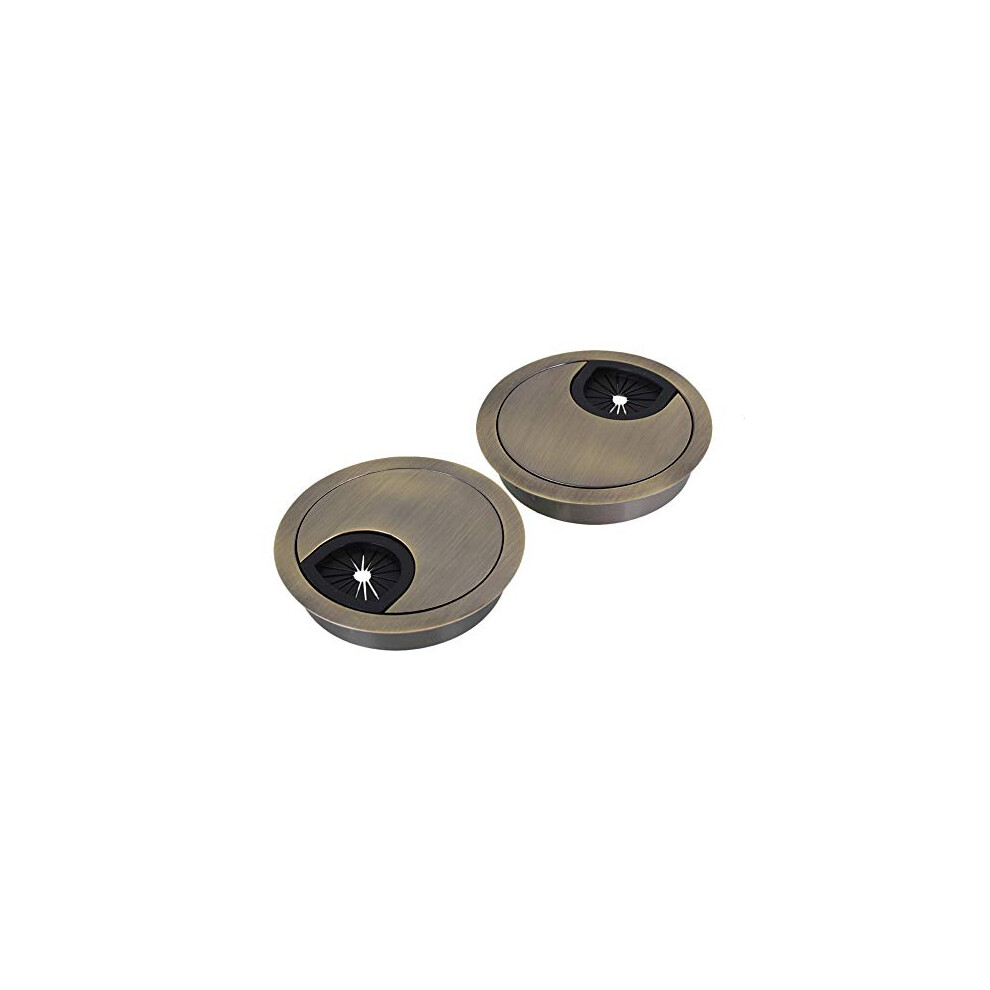 Doublelife Shanoer 2Pcs Metal Cable Grommet Bronze (Zinc Alloy) For Management Of Office & Computer Desk Wires (60Mm/2.36Inch) 720355659561