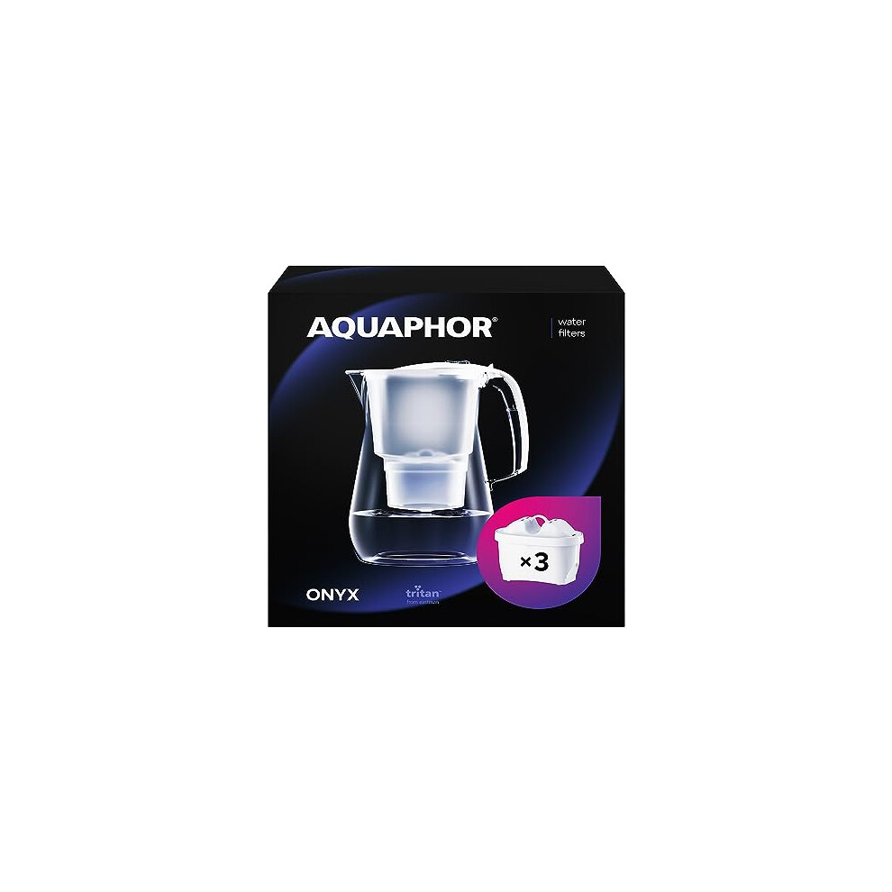 Water filter jug Onyx White incl. 3 MAXFOR+ filters I Table top 4.2l Capacity I Reduces Limescale Chlorine & Microplastics I Perfect for the family I