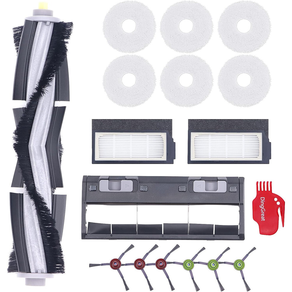 DingGreat Replacement Parts for ECOVACS DEEBOT X1 Omni/Turbo Robot Vacuum Cleaner, 1 Main Brush, 6 Side Brushes, 2 Filters, 6 Mop Cloth, 1 Main Brush-image-OPC-PDV97PS-NEW