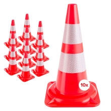 AREBOS 10x Traffic Cones | Orange-White | with Reflective Stripes | 19.7 in (50 cm)
