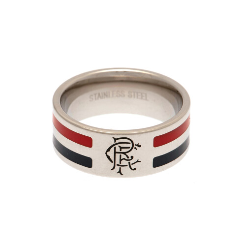 (SML R) Rangers Stainless Steel Colour Stripe Ring