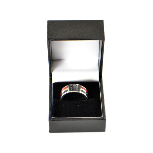 (SML R) Rangers Stainless Steel Colour Stripe Ring 2