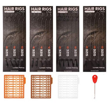 Carp Fishing Hair Rigs, 20 Pcs Curved Barbless Carp Hook Anti-Tangle Swivel Braided Thread line with 3 Card Boilie Bait Stops Dumbell Stoppers and
