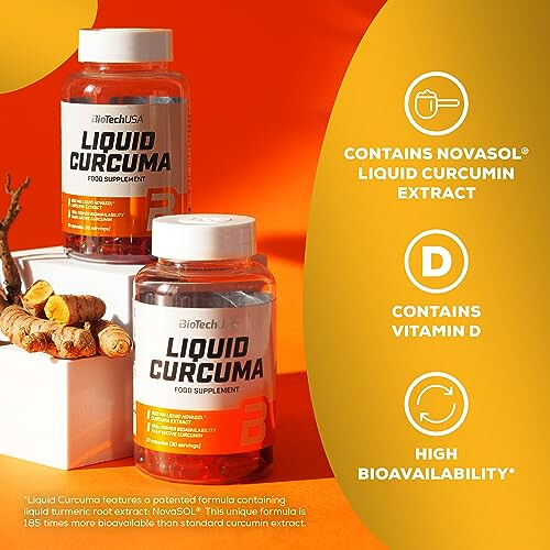 Liquid Curcuma | High Bioavailability | Liquid Curcumin Extract | with Vitamin D | 30-Day Supply 1