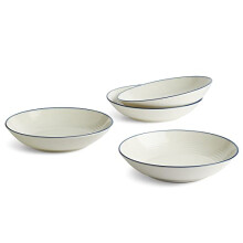 Bowls - Gordon Ramsay Maze Denim Line - Stoneware Pasta Bowl Set of 4 - Large Bowls Ideal for Pasta, Lunch and Dinner - 24cm Each