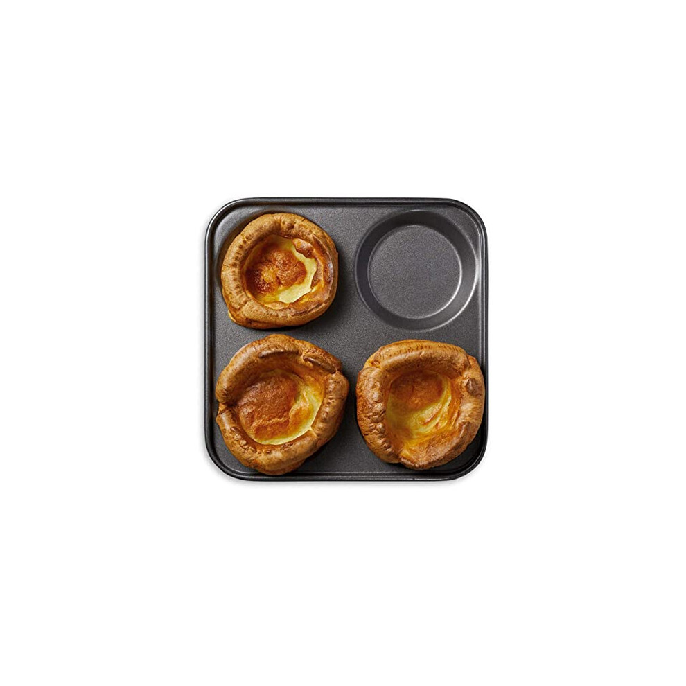 Yorkshire Pudding Tray 4 Cup Muffins Bakeware Tins & Trays Premium Nonstick Cupcake Tray for Oven Baking Roasting Tin (Pack of 1)