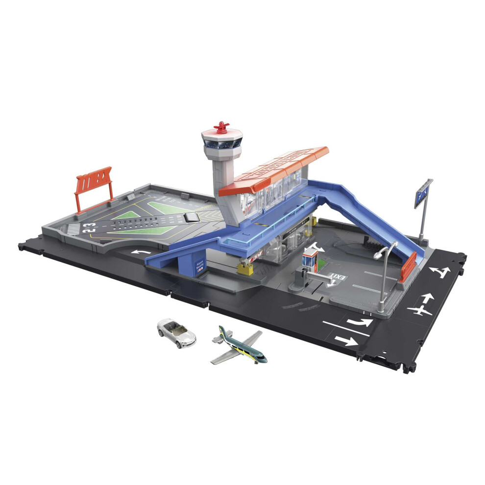 Matchbox Action Drivers Matchbox Airport Adventure with Lights & Sounds & Moving Parts, Includes 1 Car & 1 1 Plane, Connects to Other Sets, Gift