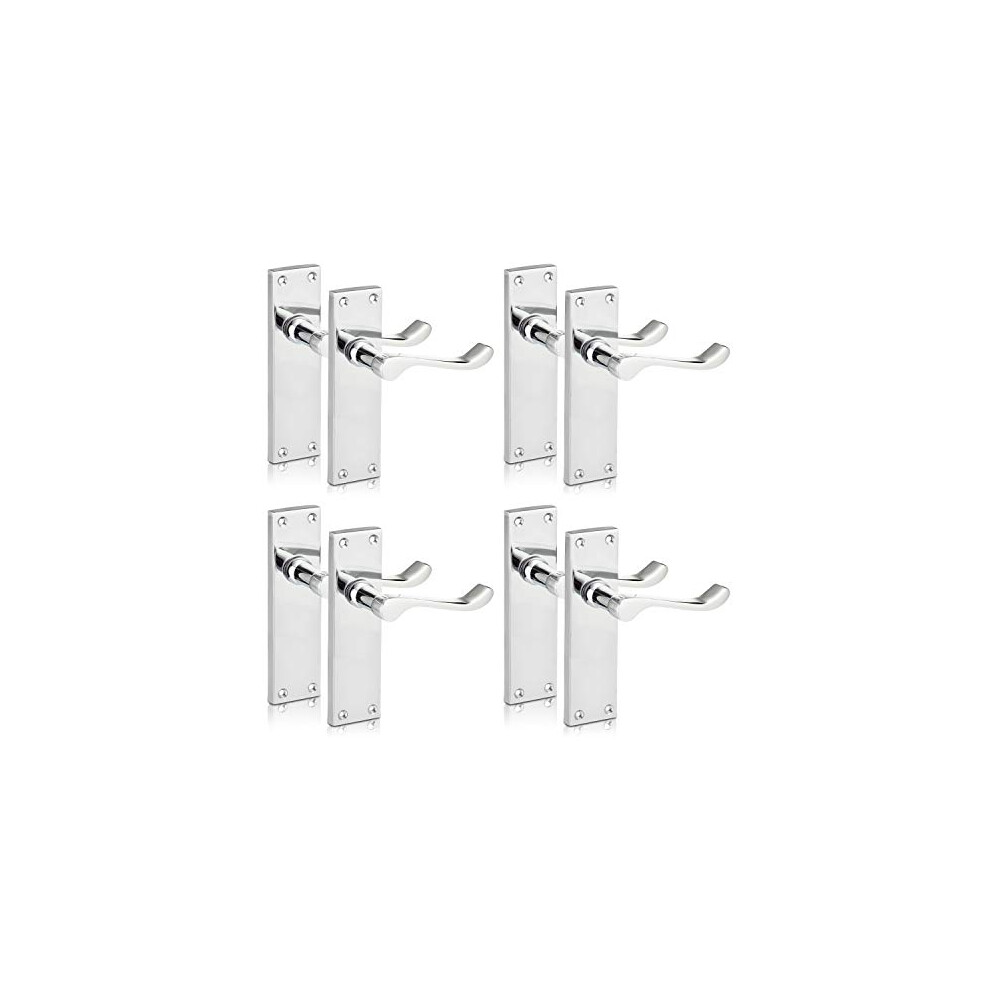 Xfort Victorian Lever Latch Scroll Polished Chrome Door Handles, Long 6" Backplate, Elegant Door Handle Set For Wooden Doors, Classic Scroll Design, 5060568906140