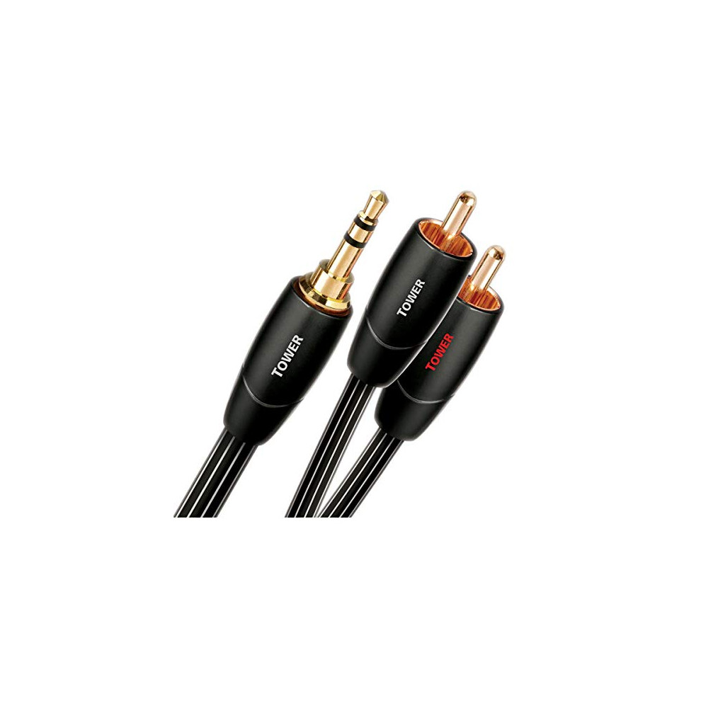 0.6m Tower 3.5mm - 2xRCA Audio Cable 0.6 m 3.5 mm Black - Audio Cables 3.5 mm, 2 x RCA, Copper, 0.6 m, Black)