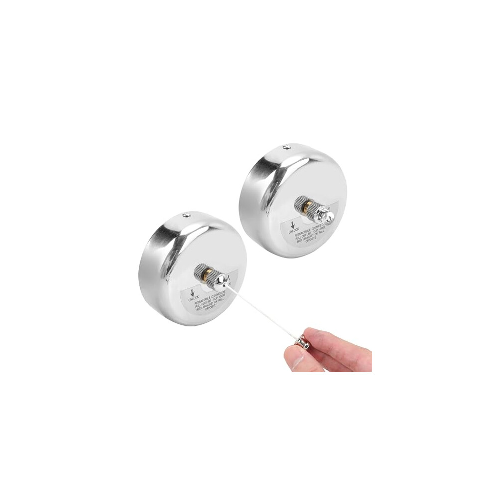 2Pcs Retractable Clothesline Heavy Duty, Extendable Washing Line Wall Mounted, 304 Stainless Steel Reel Clothes Lines with Adjustable Rope for Indoor