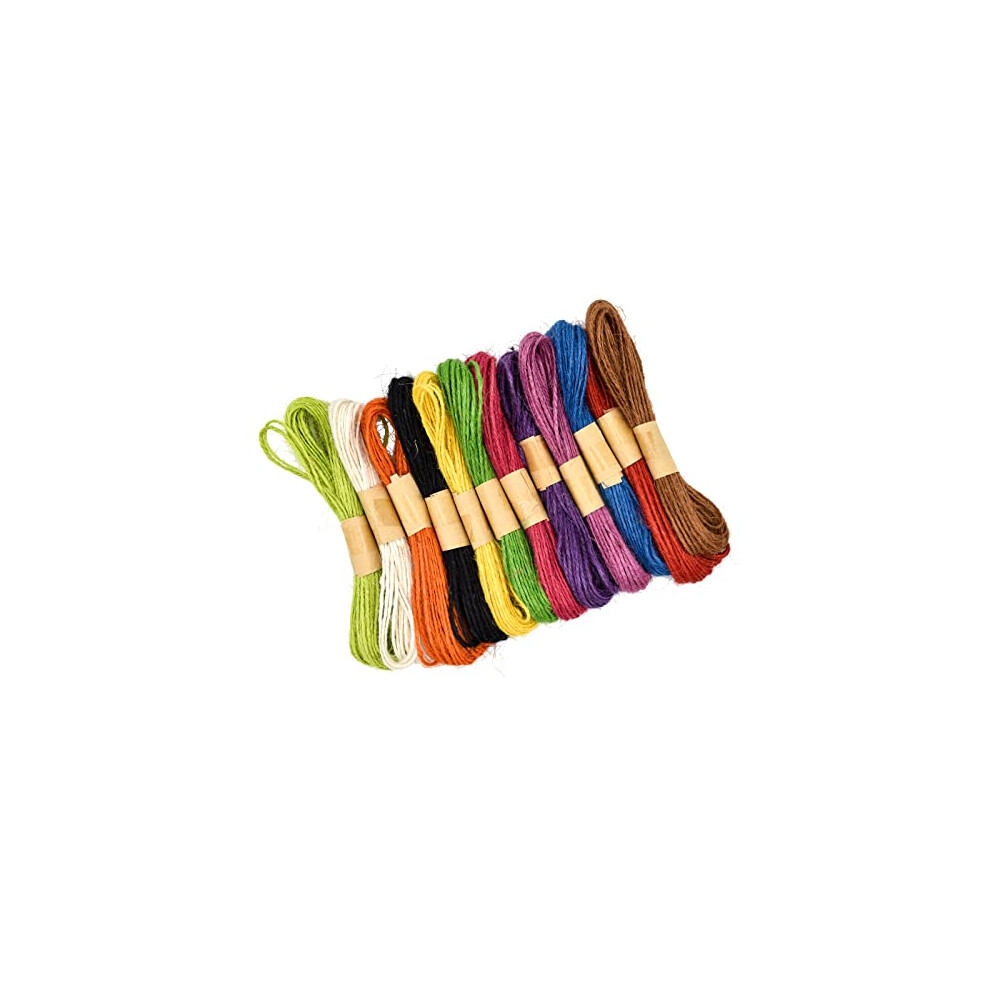 Coloured Jute Twine String, 12 Colors Natural Jute String Wrapping String Colorful Craft String for Gift Wrapping, Artworks,DIY Crafts, Decoration,