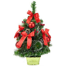 Christmas Concepts 60cm (2ft) Decorated Desktop Frosted Christmas Tree With Pine Cones, Red Decorations & Gold Base